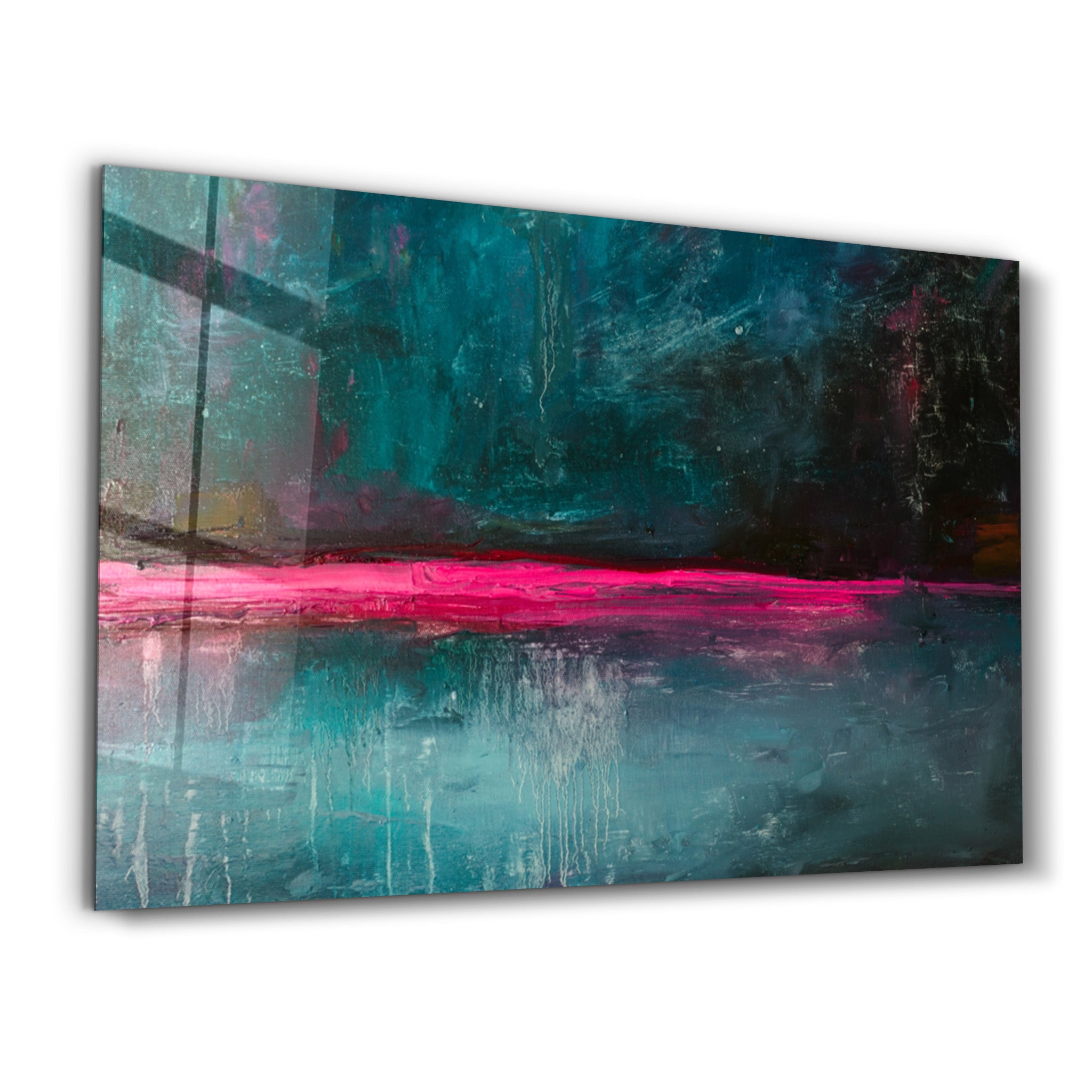 ・"Pink Horizon Abstract"・Glass Wall Art - ArtDesigna Glass Printing Wall Art