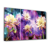 Divided Flowers Purple | Glass Wall Art