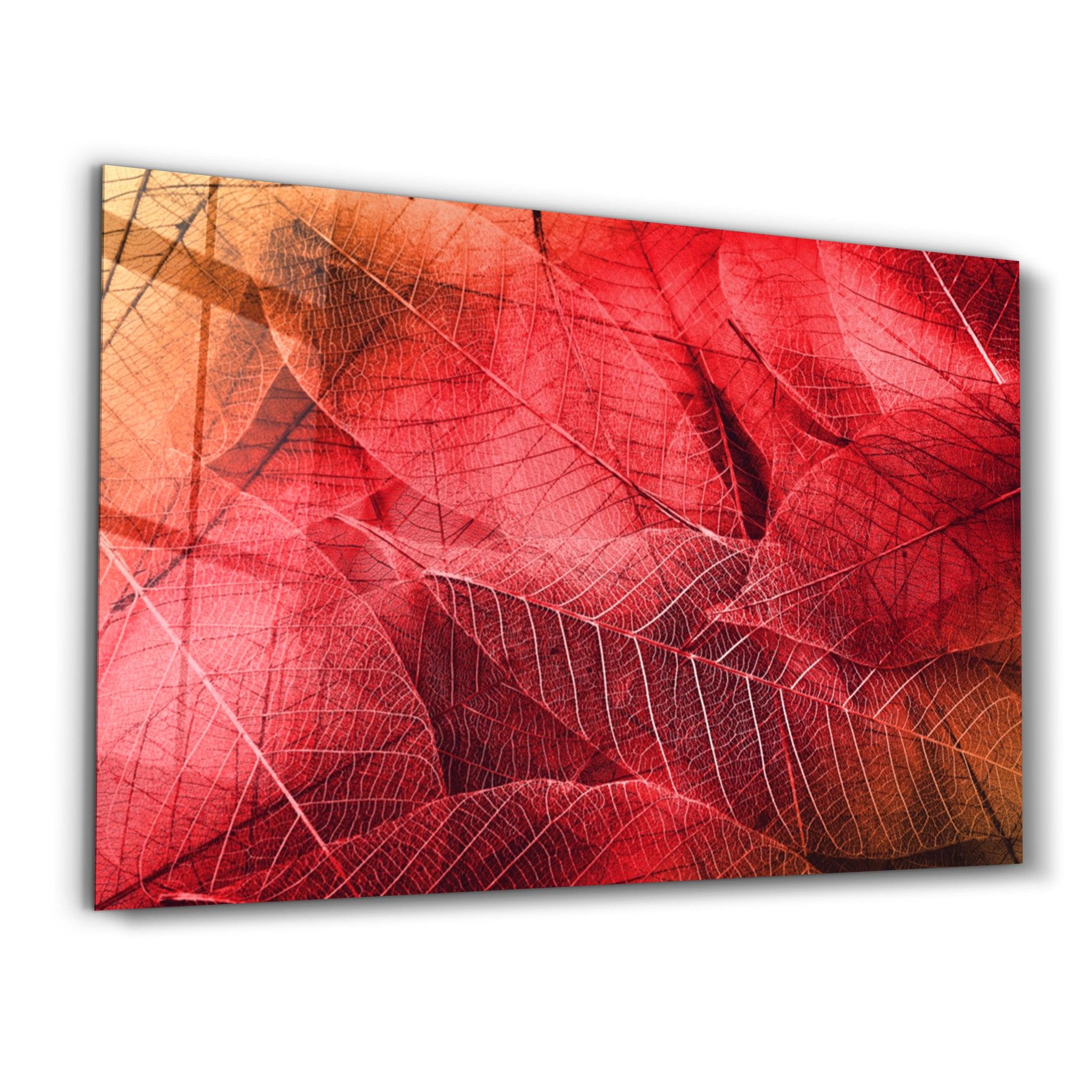 ・"Red Leaves"・Glass Wall Art - ArtDesigna Glass Printing Wall Art