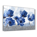 Blue Flowers | Glass Wall Art
