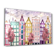 Charming City Blooms | Glass Wall Art - Artdesigna