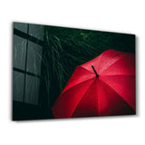 Roter Regenschirm – Glasbild