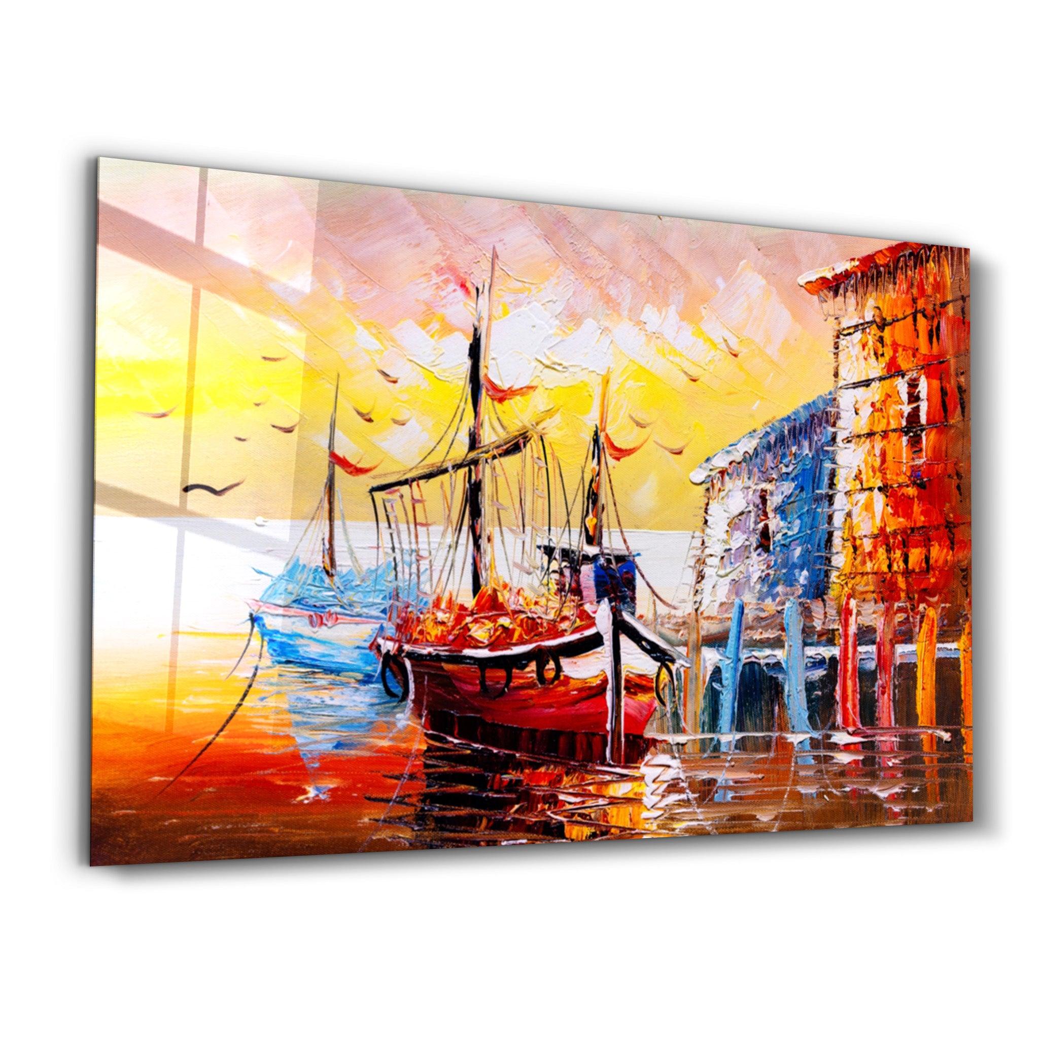 The Boat Painting | Glass Wall Art - ArtDesigna Glass Printing Wall Art