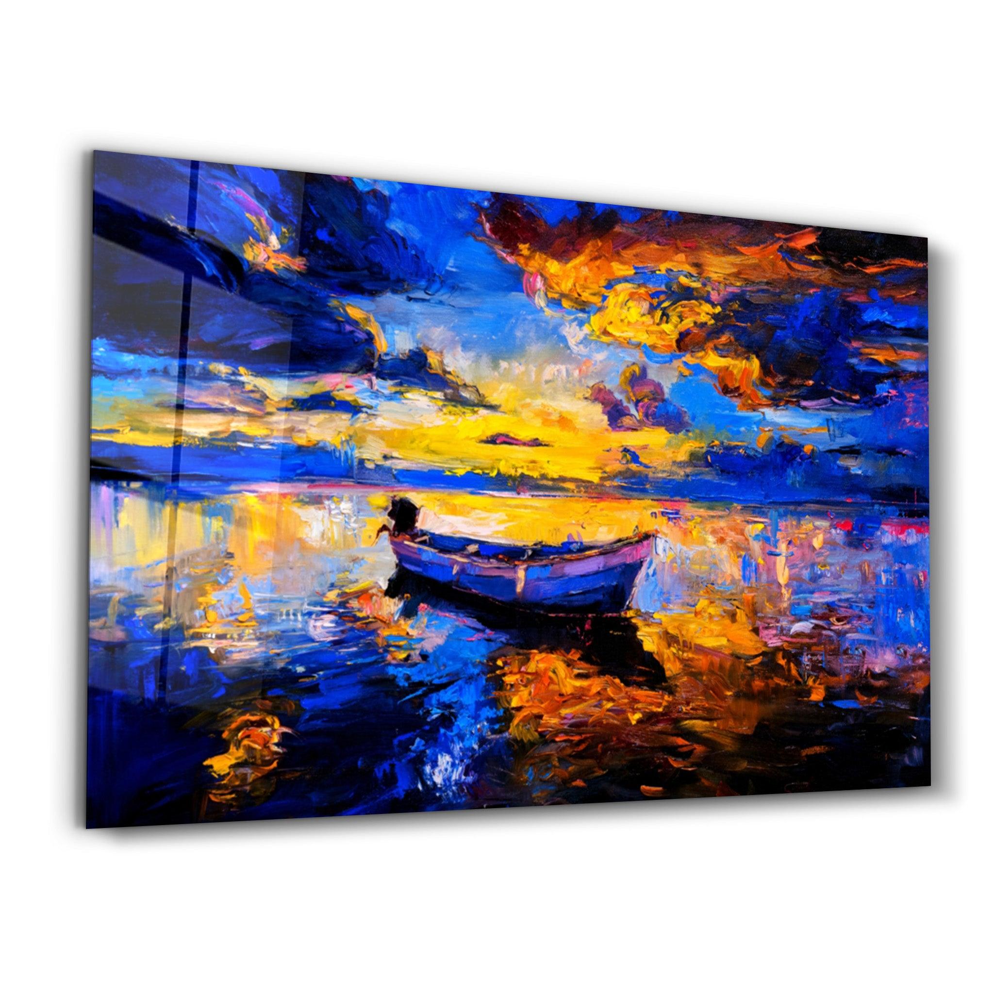 The Boat Painting 2 | Glass Wall Art - ArtDesigna Glass Printing Wall Art