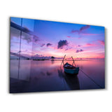 Blue Boat | Glass Wall Art