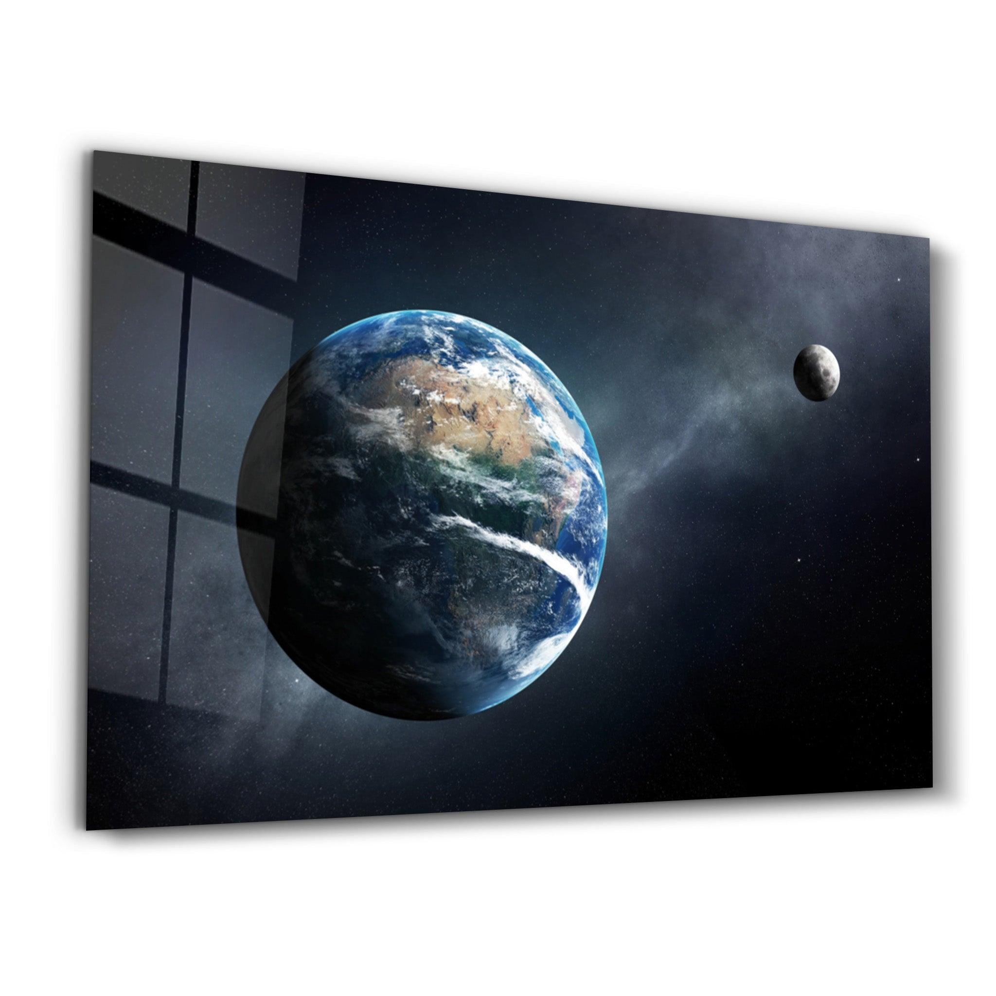 World & Moon | Glass Wall Art - ArtDesigna Glass Printing Wall Art