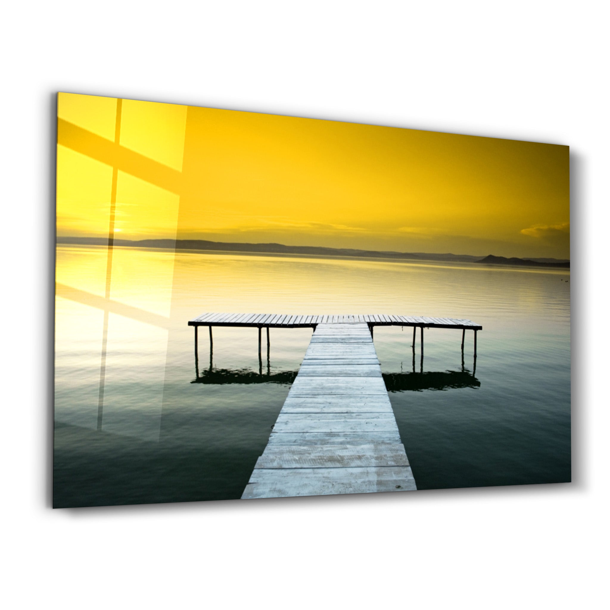 ・"Sunset on the Pier"・Glass Wall Art - ArtDesigna Glass Printing Wall Art