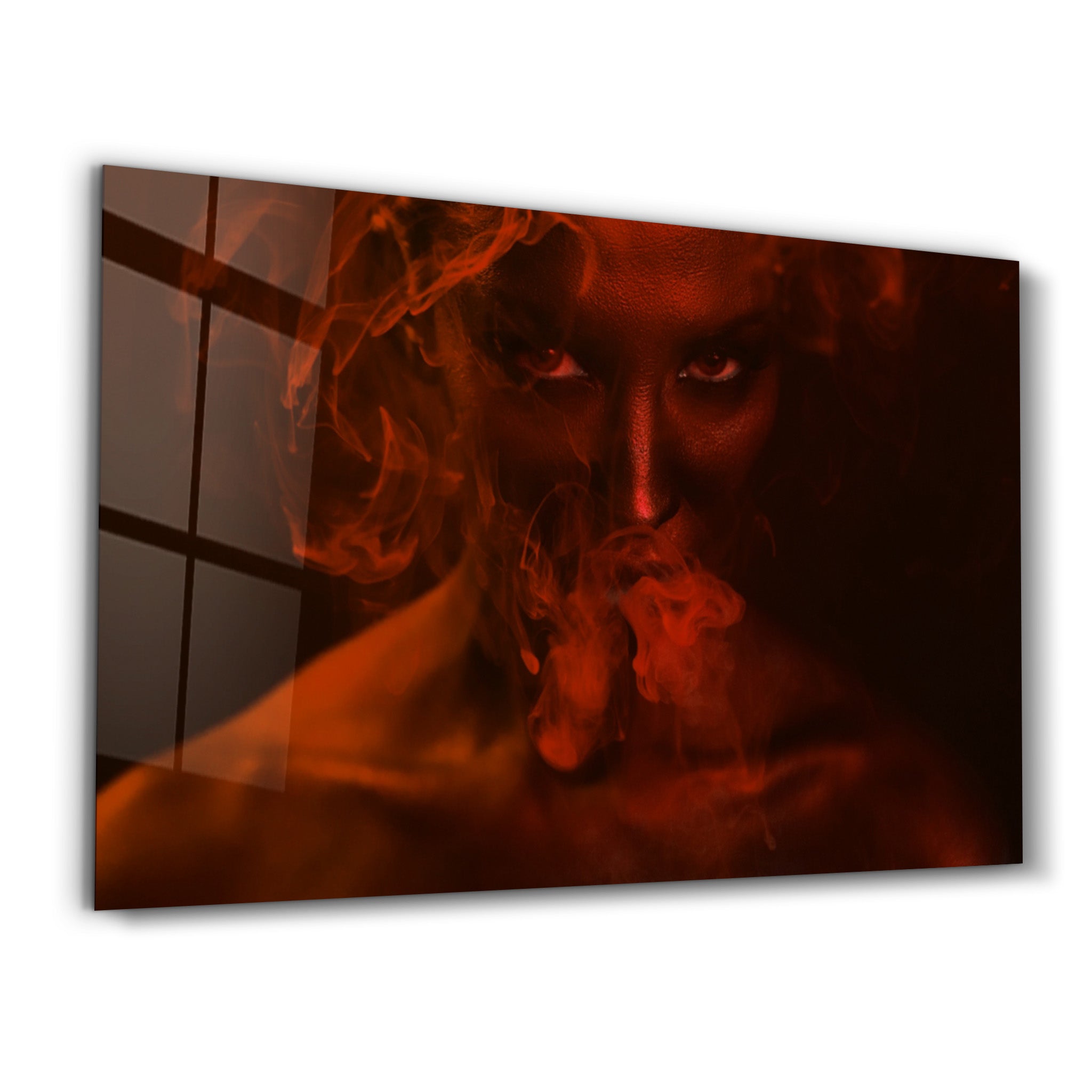 ・"Smoke and Woman V2"・Glass Wall Art - ArtDesigna Glass Printing Wall Art