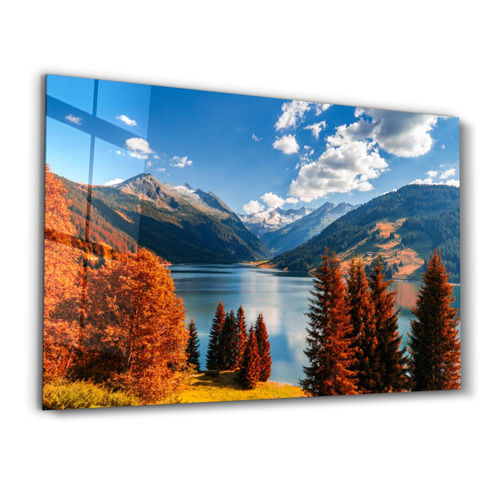 Lake and Mountain Landscape | Glass Wall Art - ArtDesigna Glass Printing Wall Art