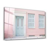 Geschlossene Tür und Fenster – Glasbild