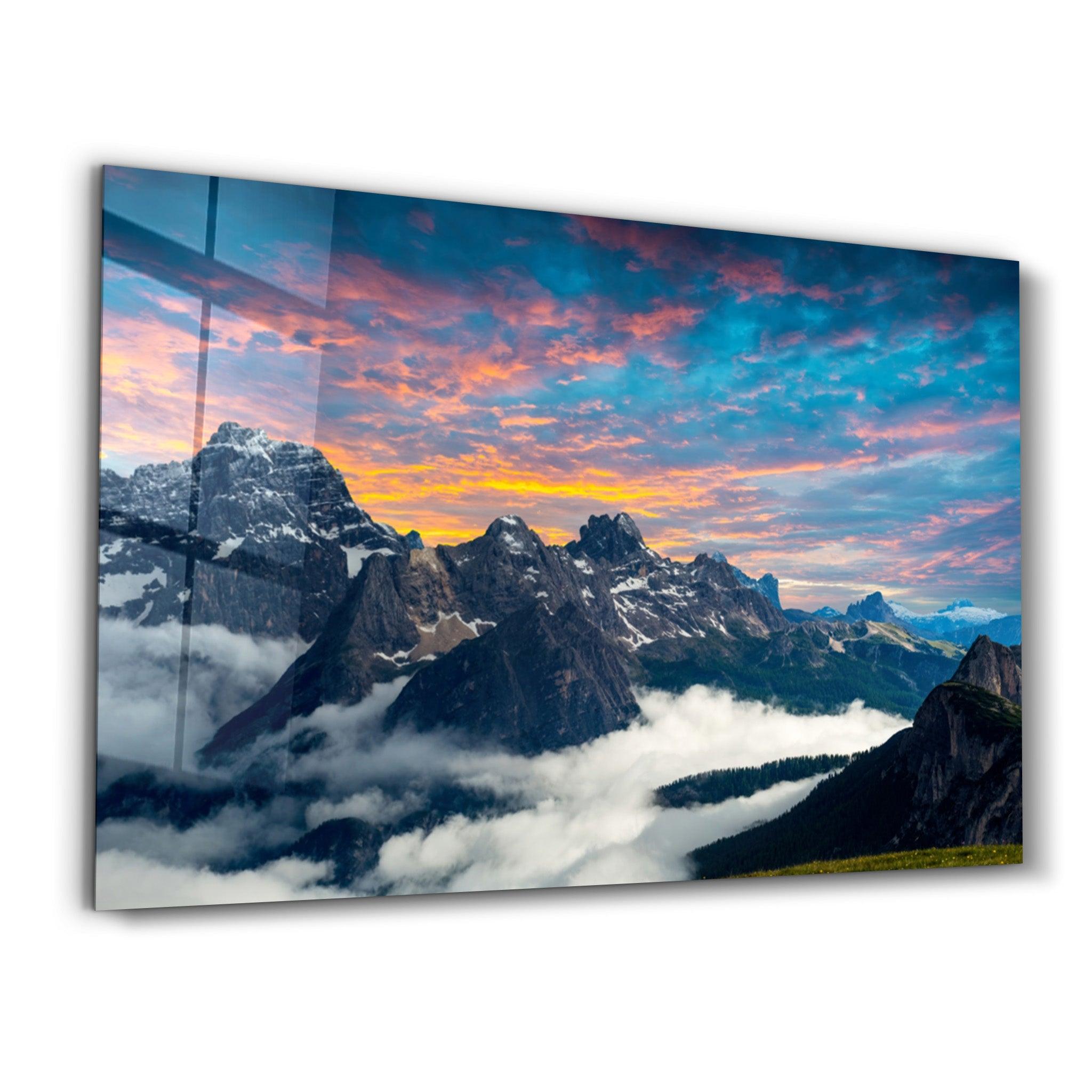 Mountains and Clouds | Glass Wall Art - ArtDesigna Glass Printing Wall Art