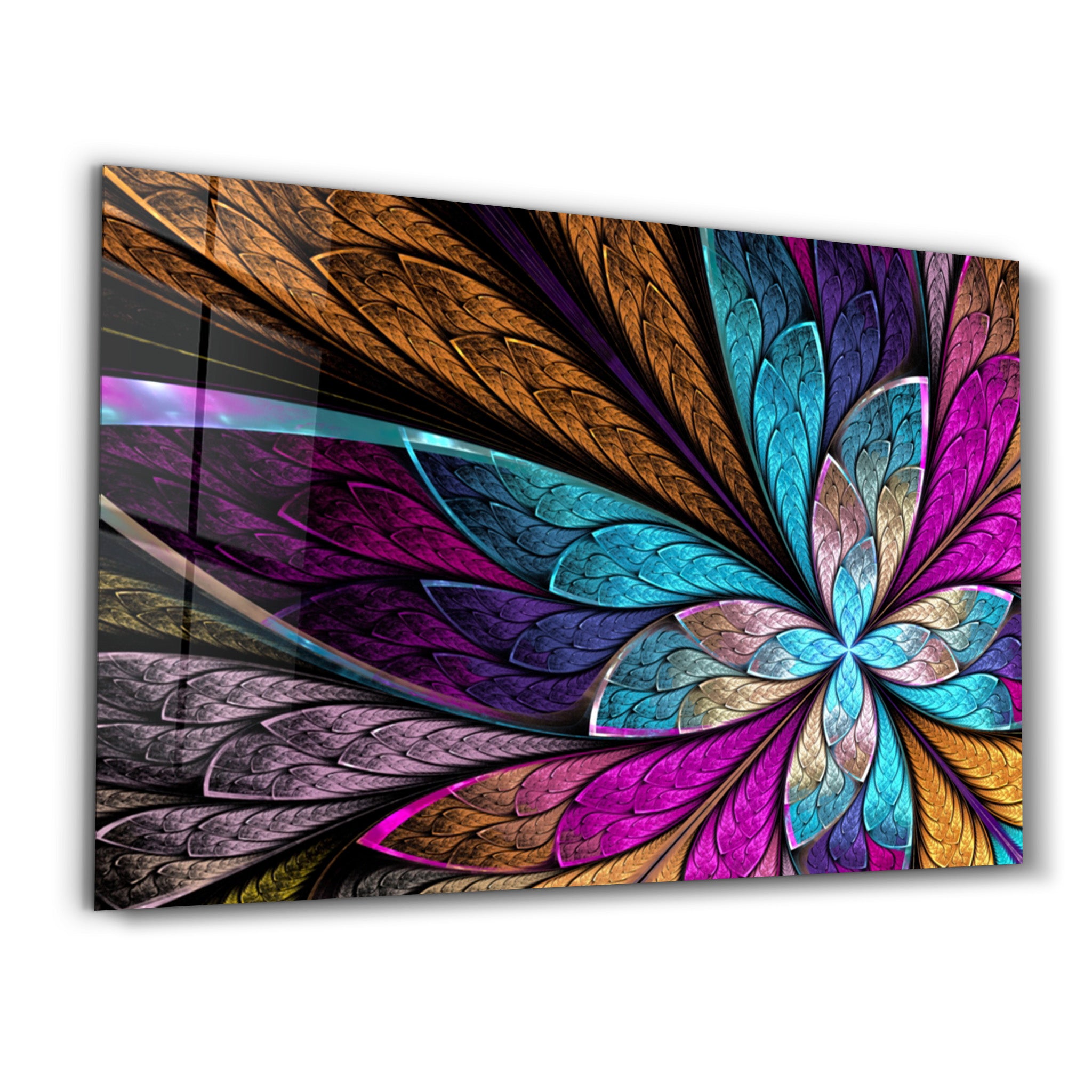 ・"Neon Colored Leaves"・Glass Wall Art - ArtDesigna Glass Printing Wall Art