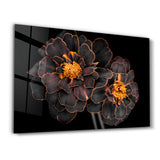 Black and Yellow Flowers | Glass Wall Art