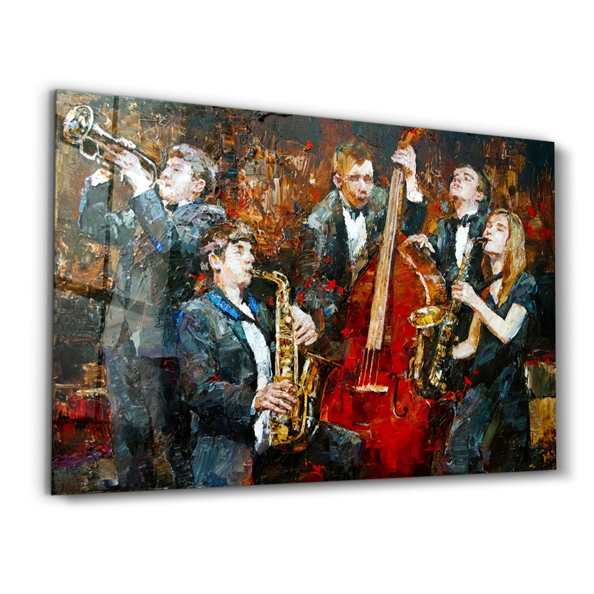 Oil Painting Jazz | Glass Wall Art - ArtDesigna Glass Printing Wall Art