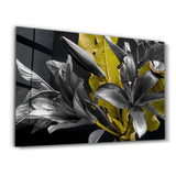 Yellow and Black Flowers | Glass Wall Art