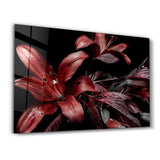 Rote und schwarze Blumen – Glasbild