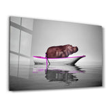 Hippo on the Boat 2 | Glass Wall Art