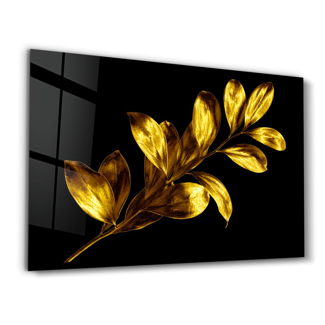 ・"Golden Leaf"・Glass Wall Art - ArtDesigna Glass Printing Wall Art