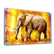 Elephant Yellow | Glass Wall Art - ArtDesigna Glass Printing Wall Art