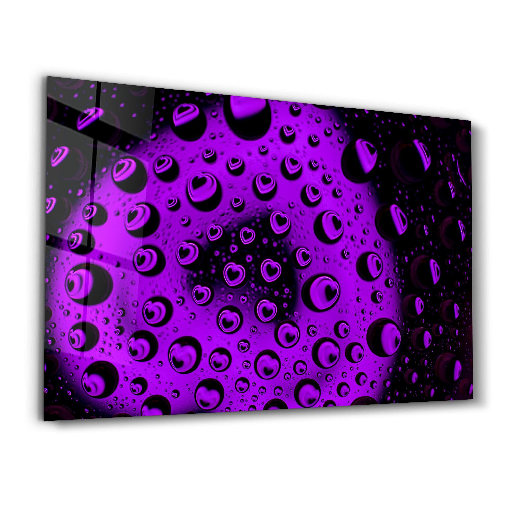 Water Drops - Purple Heart | Glass Wall Art - ArtDesigna Glass Printing Wall Art
