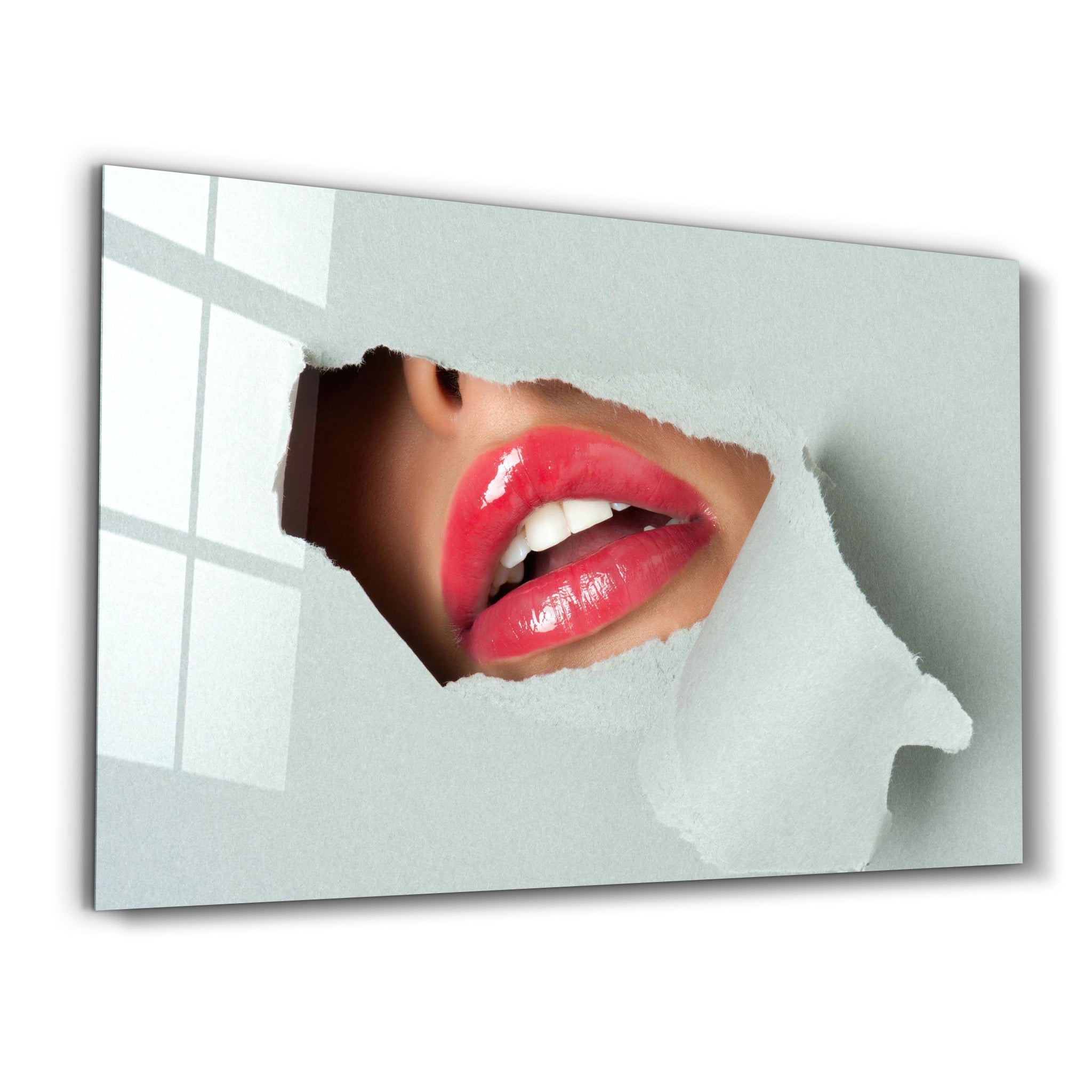 ・"Red Lips"・Designer's Collection Glass Wall Art - ArtDesigna Glass Printing Wall Art