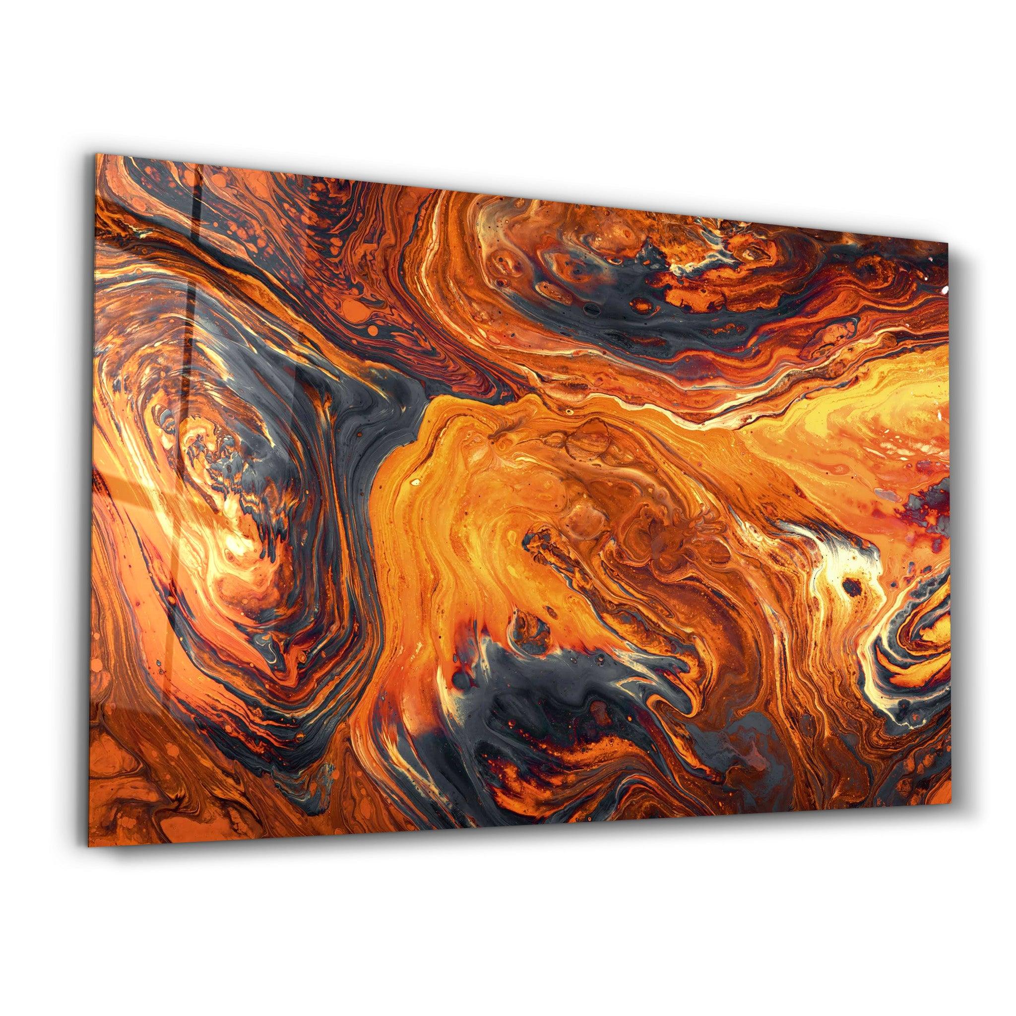 Lava Pattern - Orange | Designer's Collection Glass Wall Art - ArtDesigna Glass Printing Wall Art