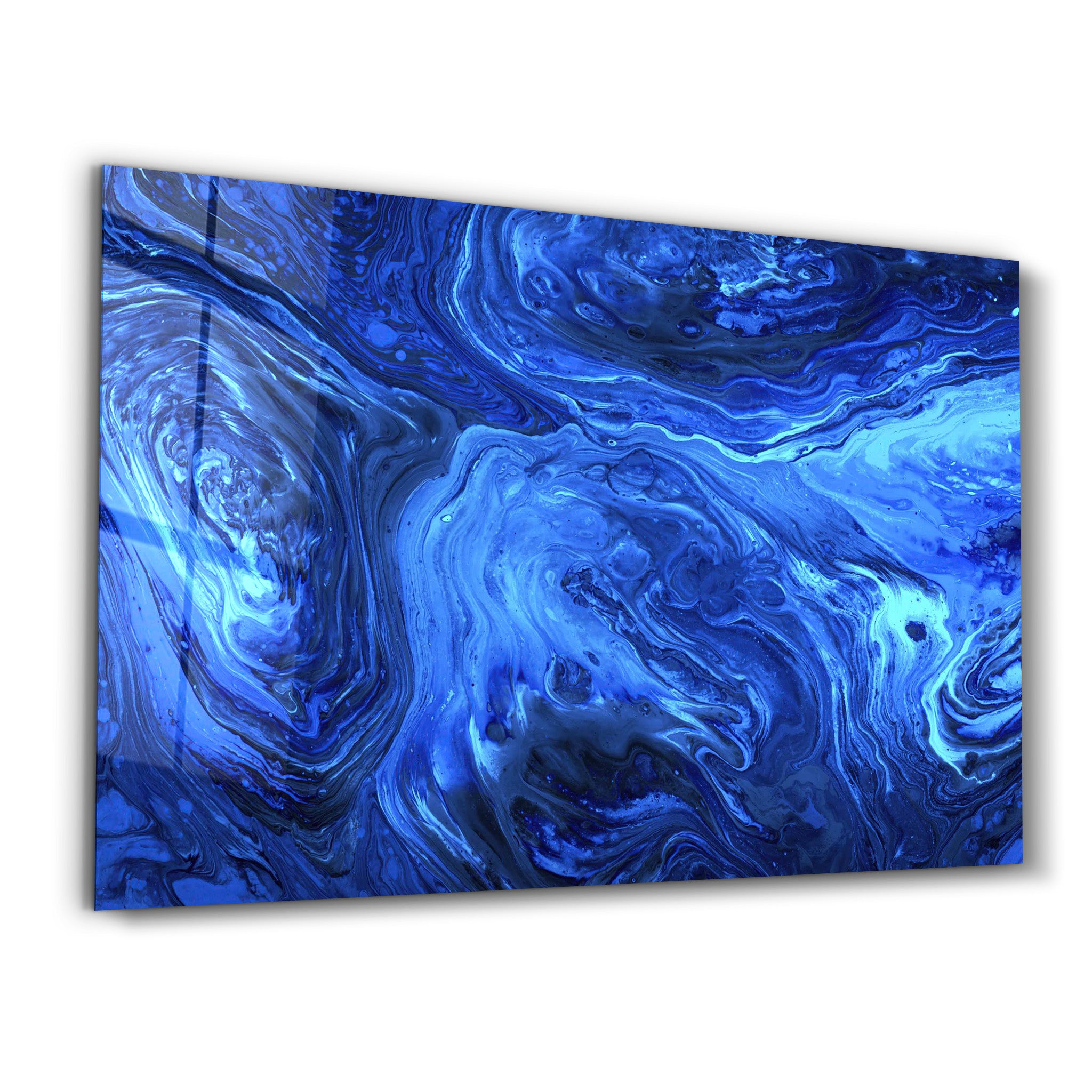 ・"Lava Pattern - Blue"・Designer's Collection Glass Wall Art - ArtDesigna Glass Printing Wall Art