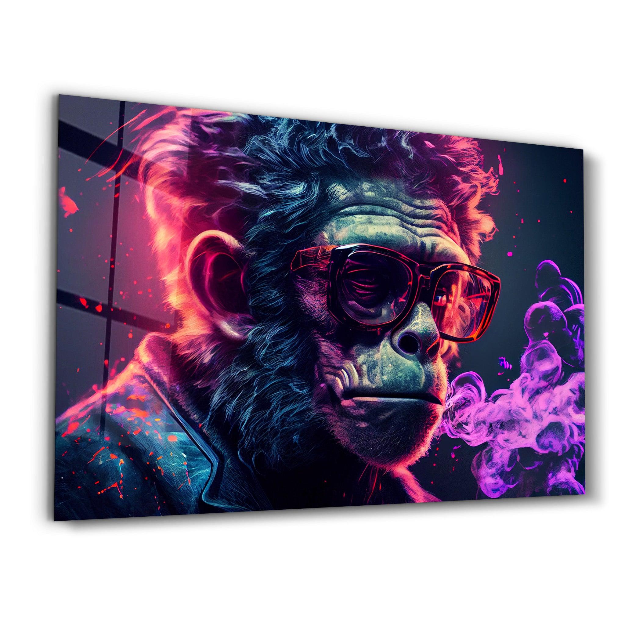 Mr. Monkey - Cyberpunk | Designer's Collection Glass Wall Art - ArtDesigna Glass Printing Wall Art