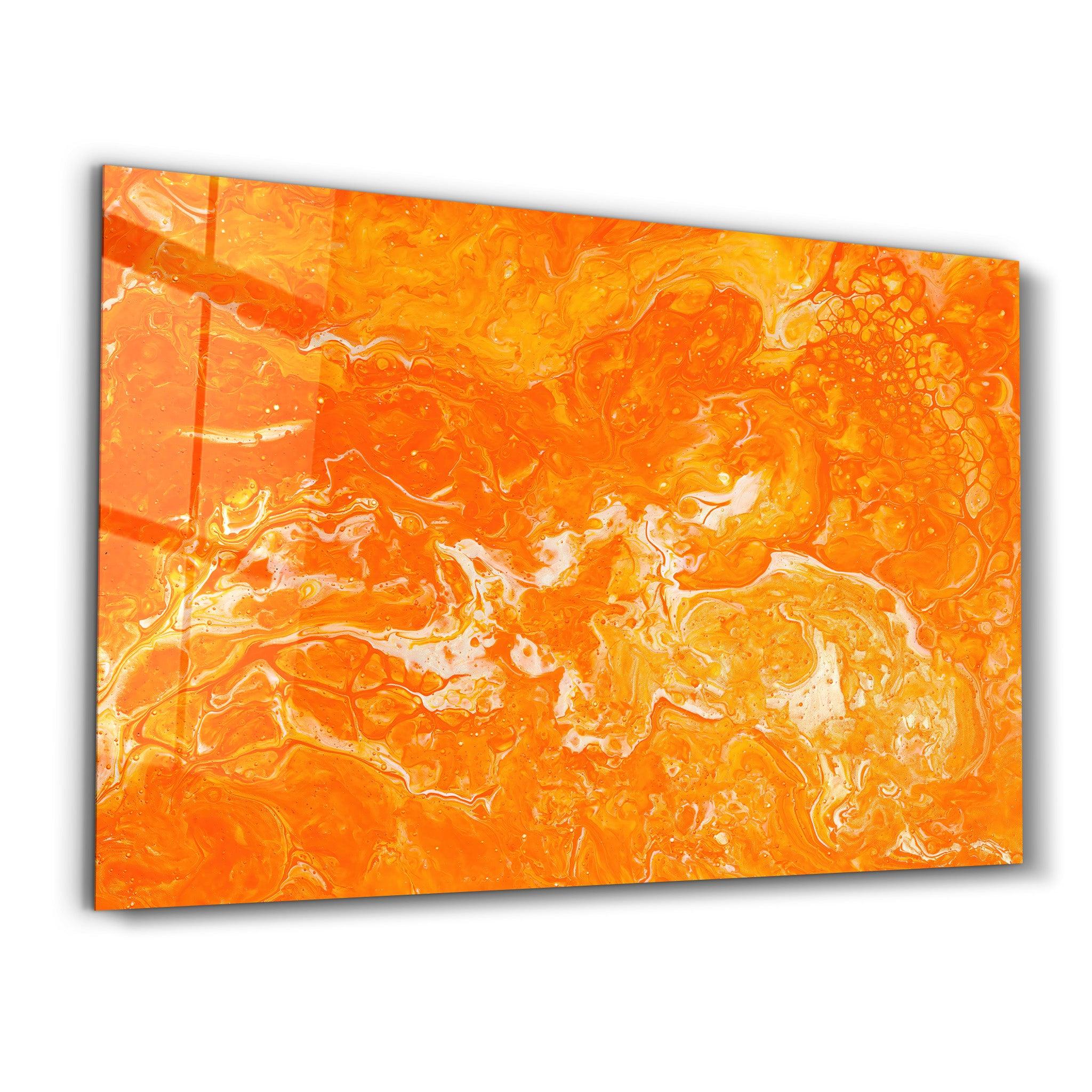 Marble Collection H18 - Orange Juice | Glass Wall Art - Artdesigna