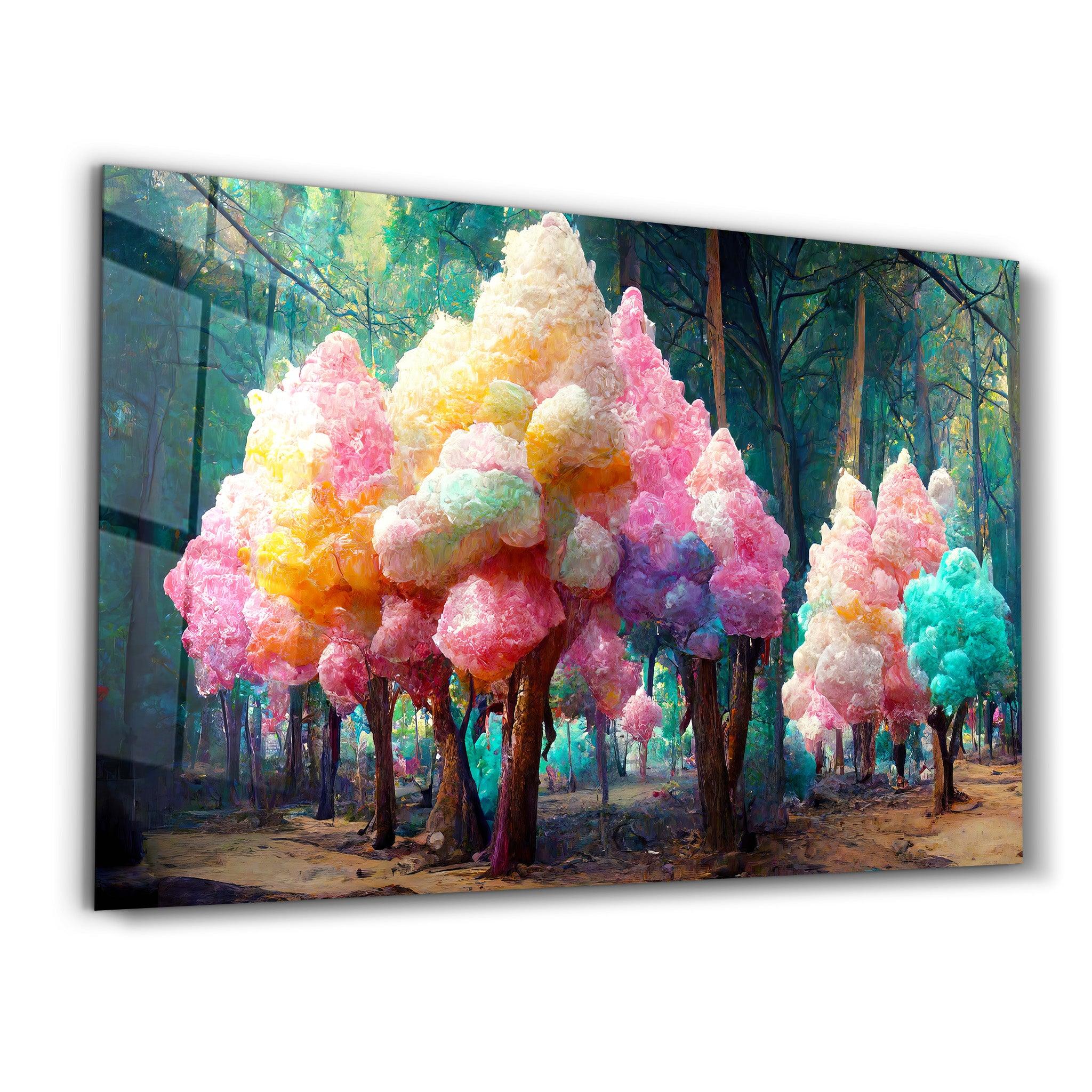 Cotton Candy Forest | Secret World Collection Glass Wall Art - ArtDesigna Glass Printing Wall Art