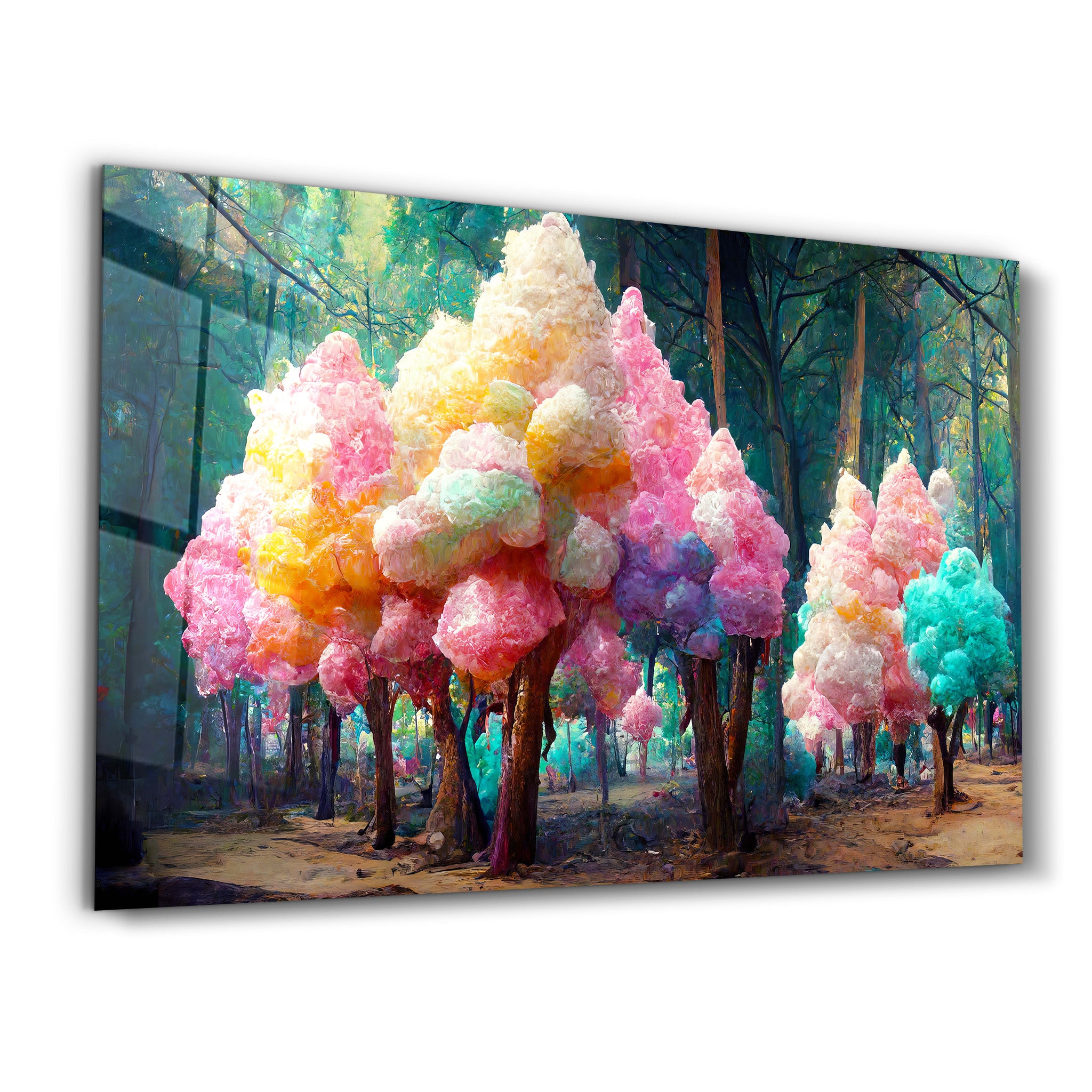 ・"Cotton Candy Forest"・Secret World Collection Glass Wall Art - ArtDesigna Glass Printing Wall Art
