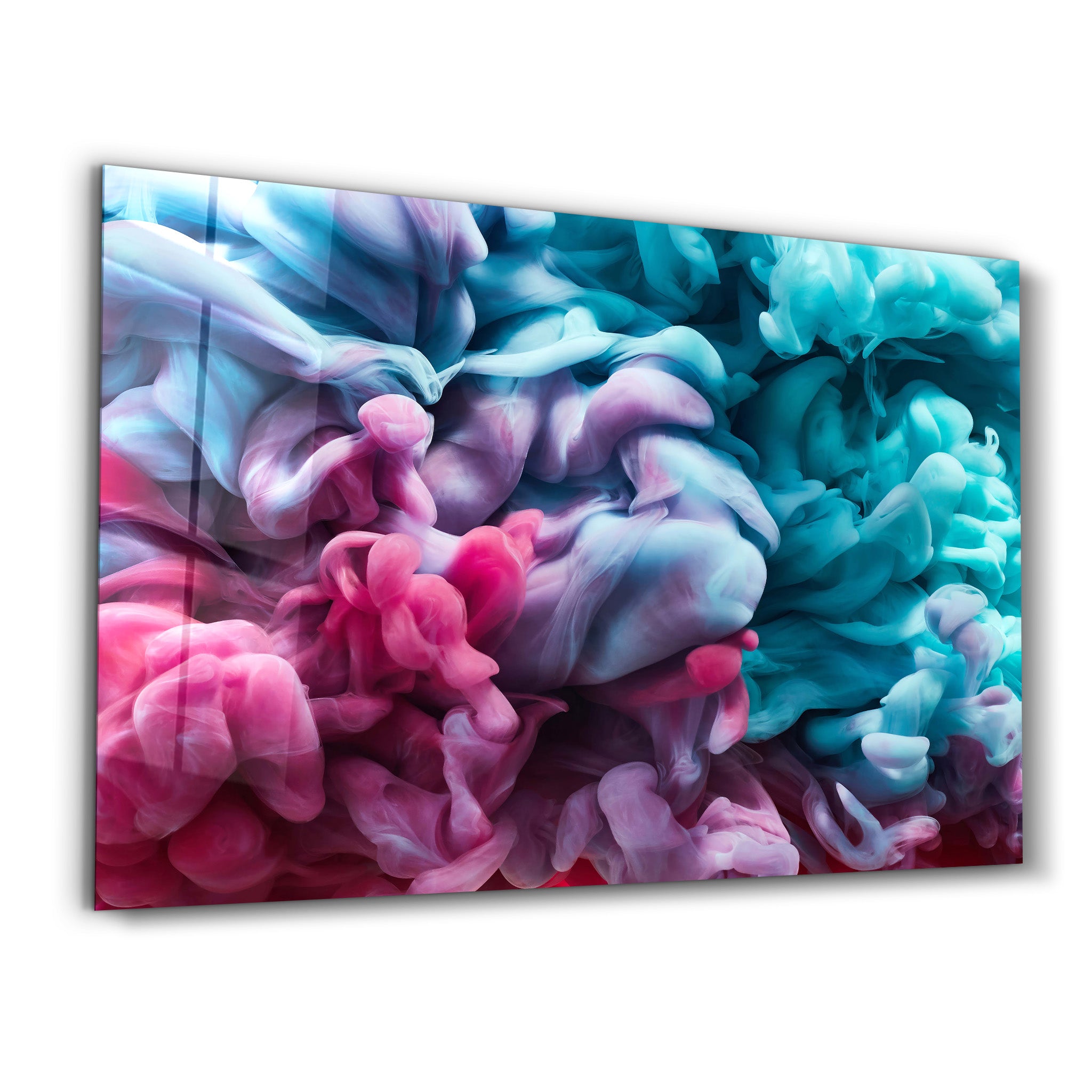 ・"Pink and Blue Smokes"・Glass Wall Art - ArtDesigna Glass Printing Wall Art