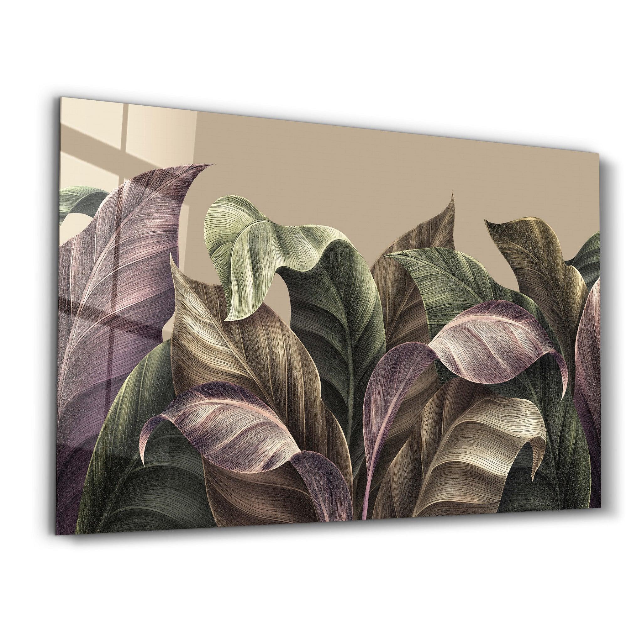 Retro Leaves | Glass Wall Art - ArtDesigna Glass Printing Wall Art