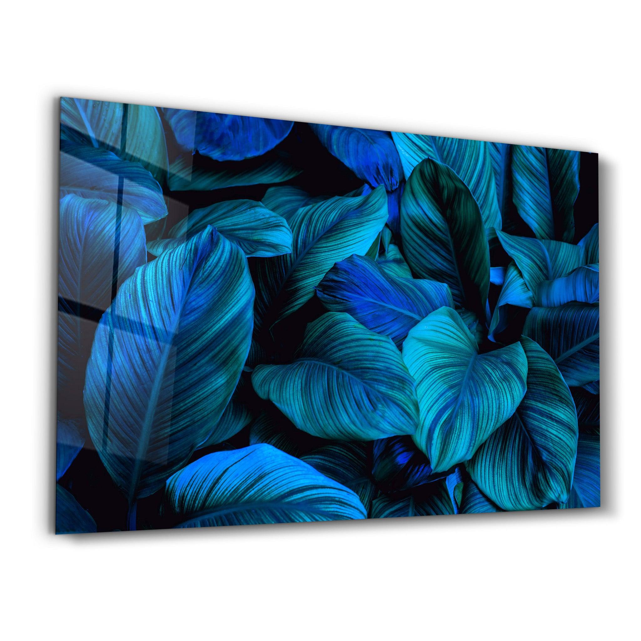 Blue Leaves | Glass Wall Art - ArtDesigna Glass Printing Wall Art