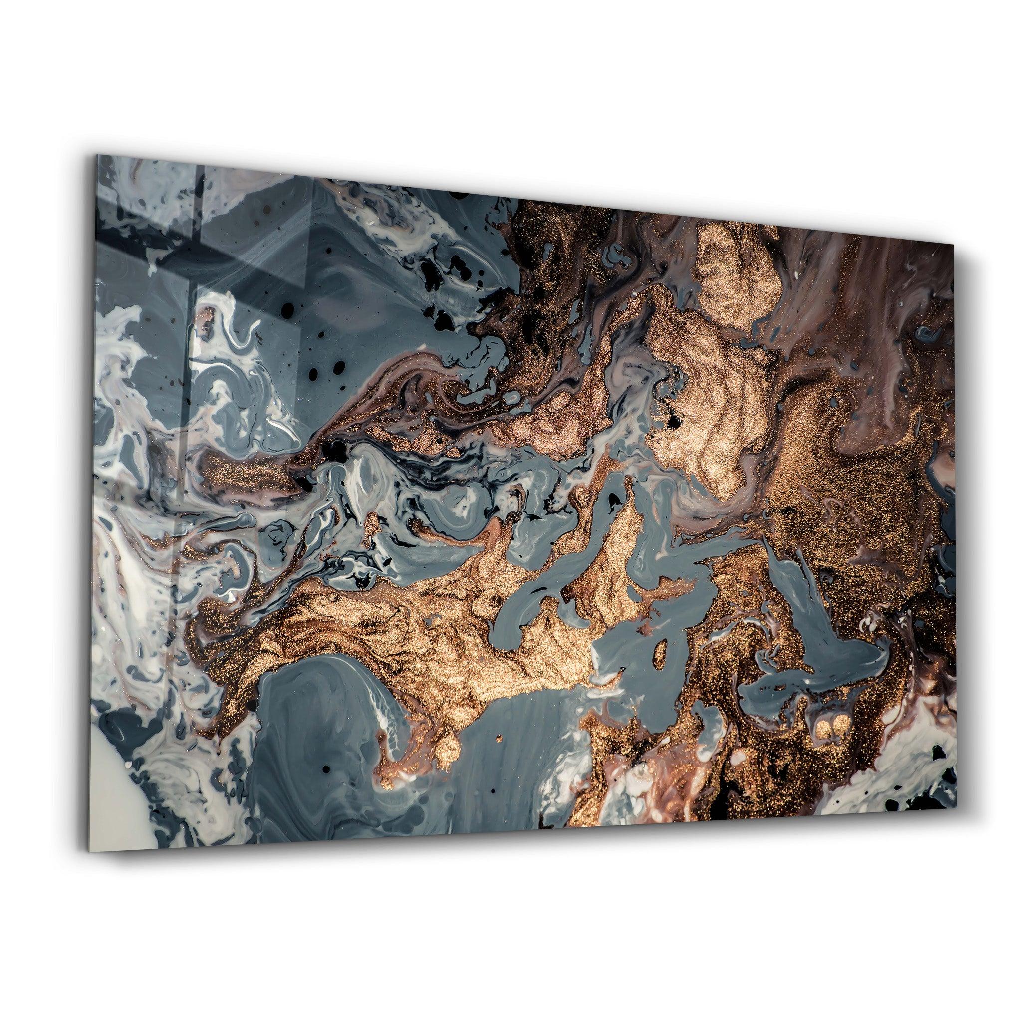 Gray Marble with Bronze Dust | Glass Wall Art - ArtDesigna Glass Printing Wall Art