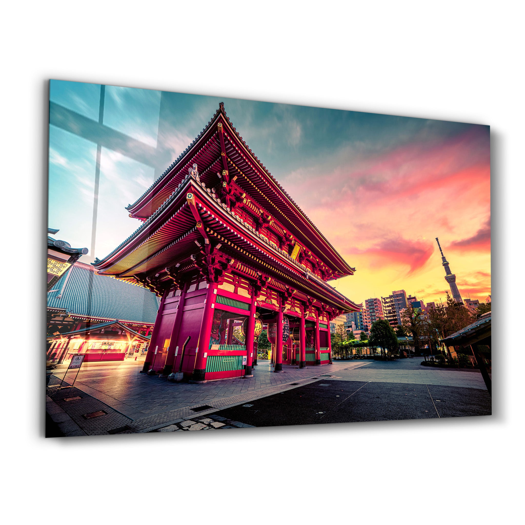 ・"Sensoju Temple with dramatic sky - Tokyo"・Glass Wall Art - ArtDesigna Glass Printing Wall Art