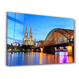 Cologne Dom and city skyline at night, Cologne, Germany | Glass Wall Art