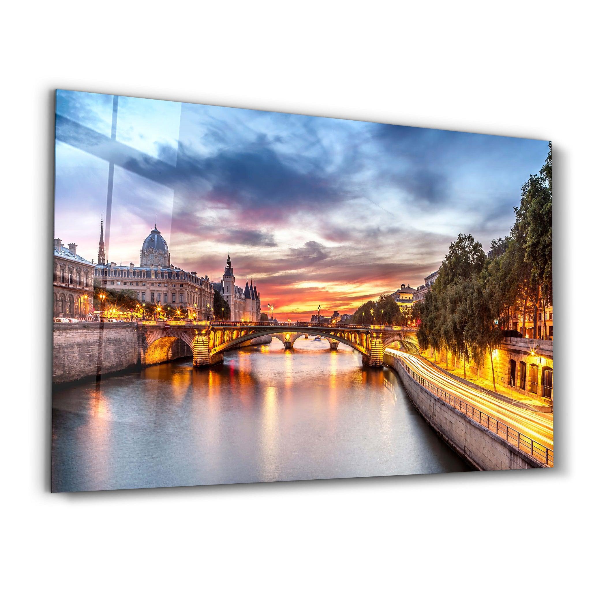 A wonderful night view of Paris, capital of France Glass Wall Art
