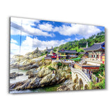 Haedong Yonggungsa Temple and Haeundae Sea in Busan, Buddhist temple in Busan, South Korea | Glass Wall Art