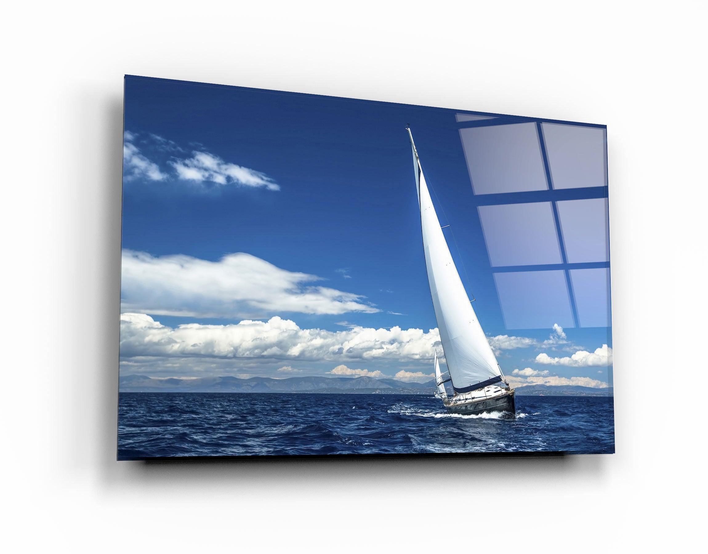 Sailing in the Ocean | Glass Printing Wall Art - Artdesigna