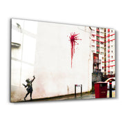 Banksy - Flower Sling - Glass Wall Art