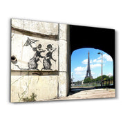 Banksy - Wandering Around Paris - Glass Wall Art - Artdesigna