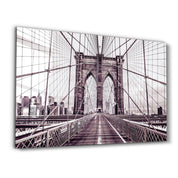 Brooklyn Bridge Retro Bronze | Glass Wall Art - ArtDesigna Glass Printing Wall Art