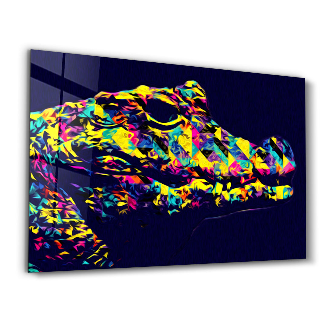 ・"Colormix Crocodile"・Glass Wall Art - ArtDesigna Glass Printing Wall Art