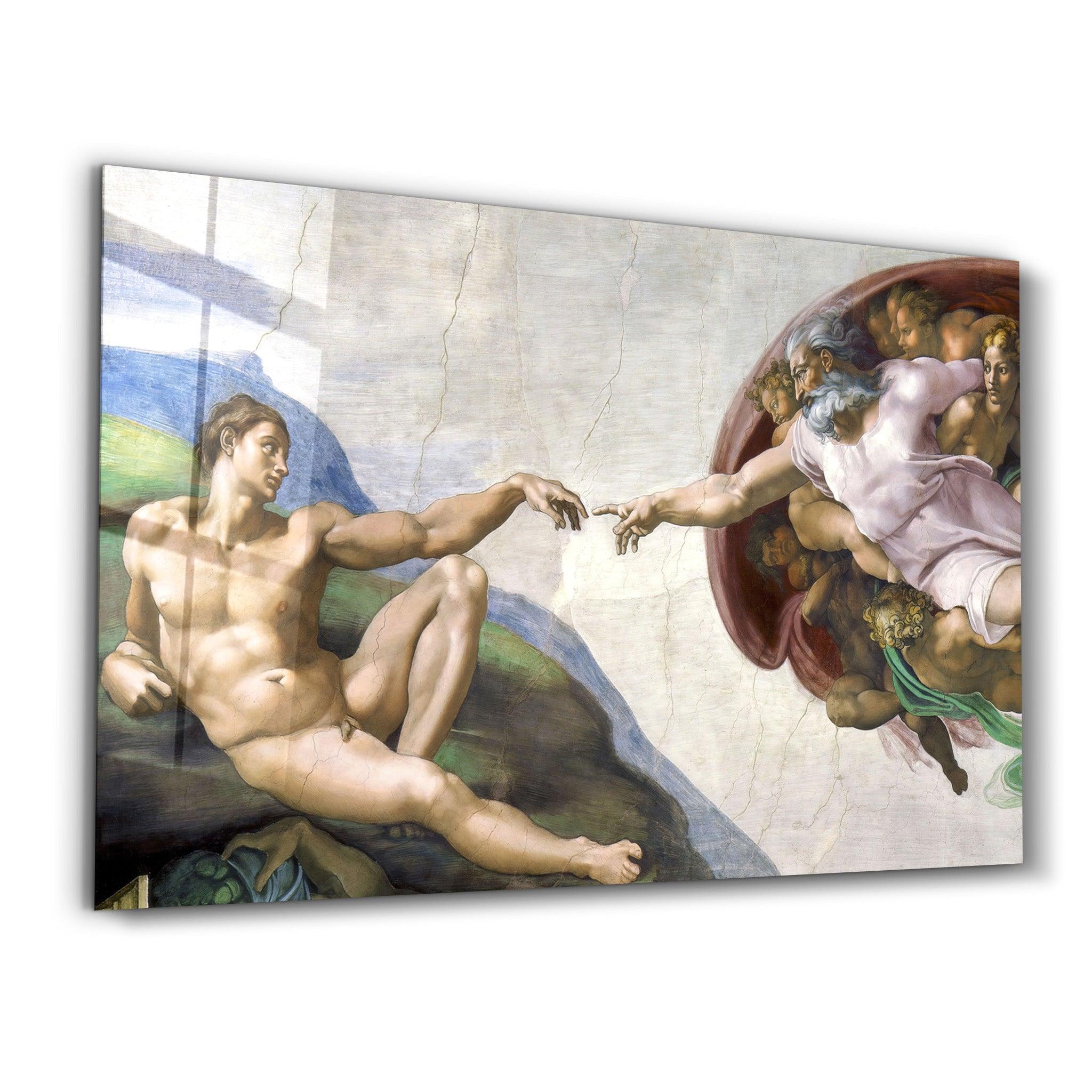 Michelangelo - The Creation of Adam | Glass Wall Art - ArtDesigna Glass Printing Wall Art