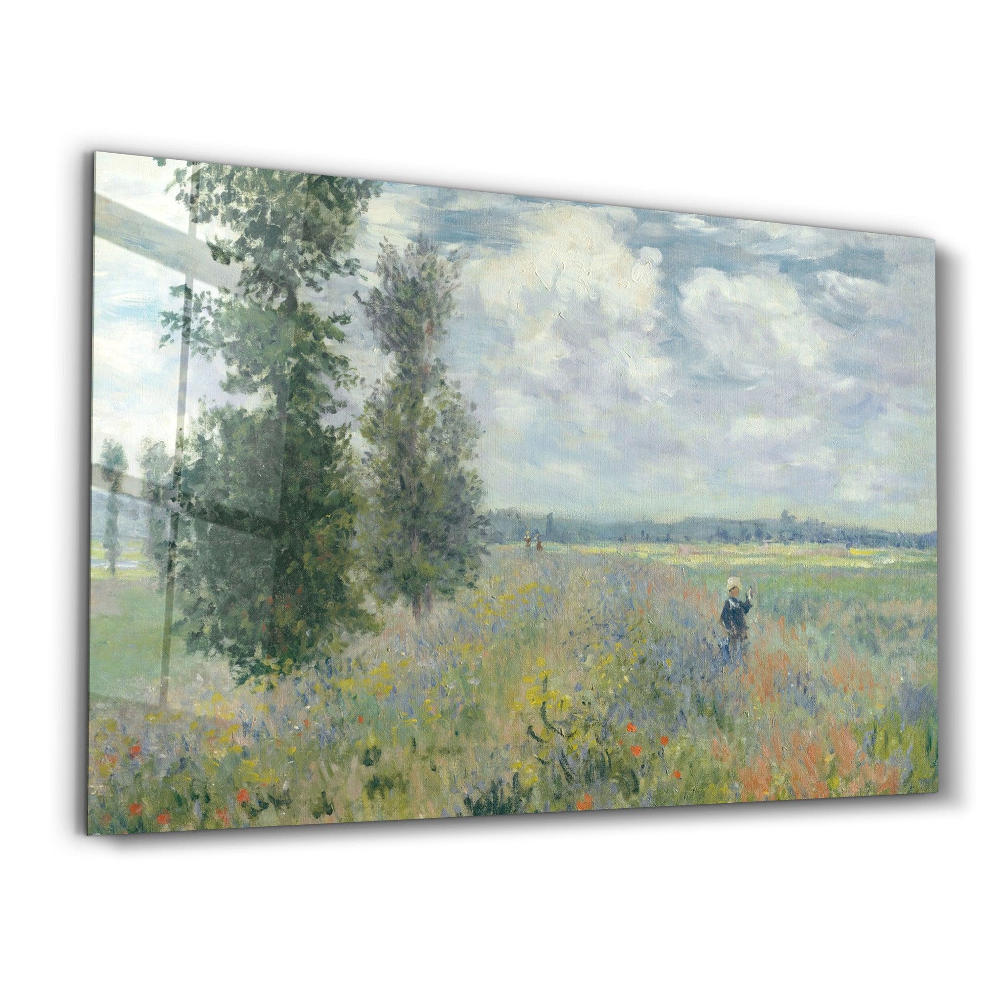 Poppy Fields near Argenteuil (1875) by Claude Monet | Glass Wall Art - ArtDesigna Glass Printing Wall Art