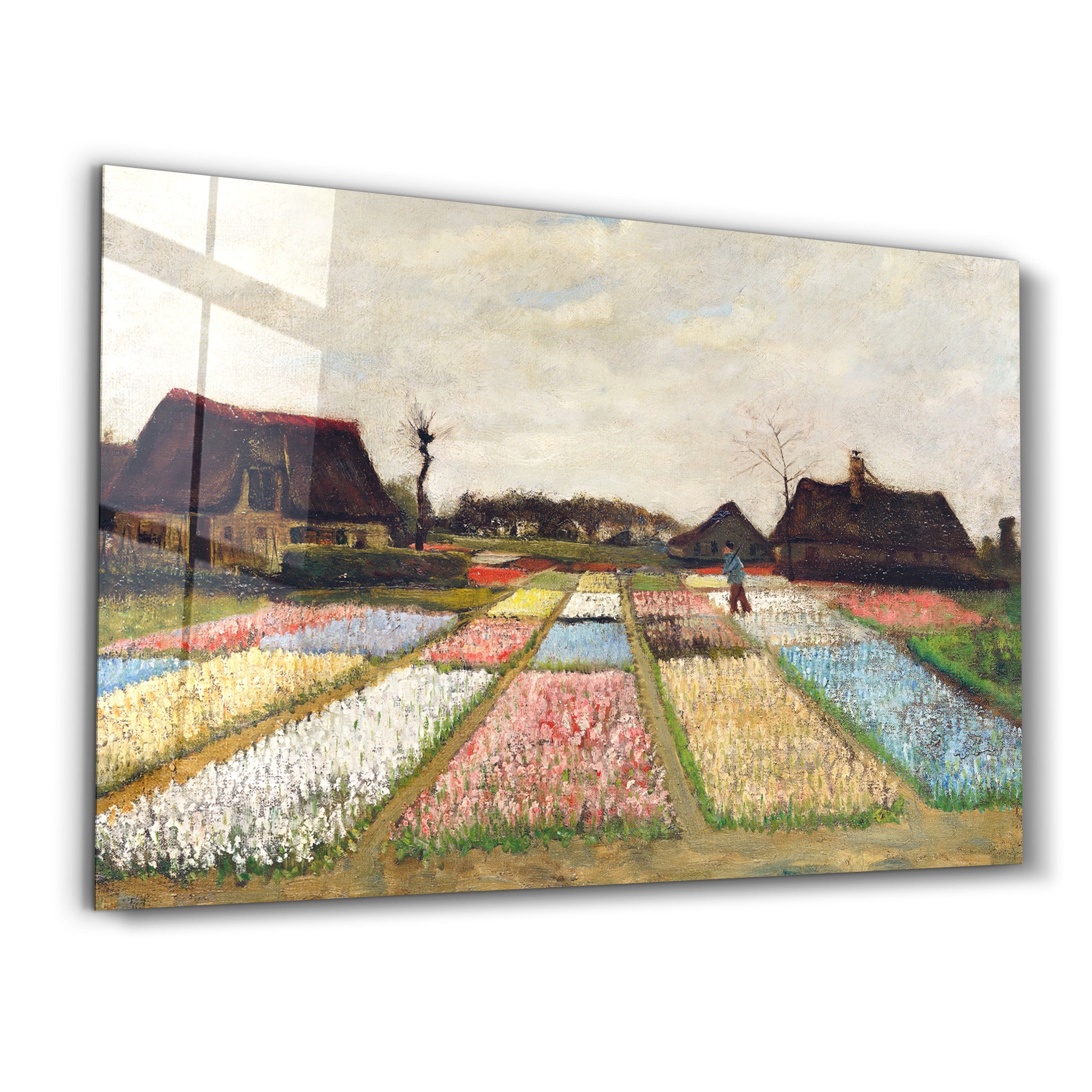 ・"Van Gogh art print, vintage Flower Beds in Holland wall decor (1883)"・Glass Wall Art - ArtDesigna Glass Printing Wall Art