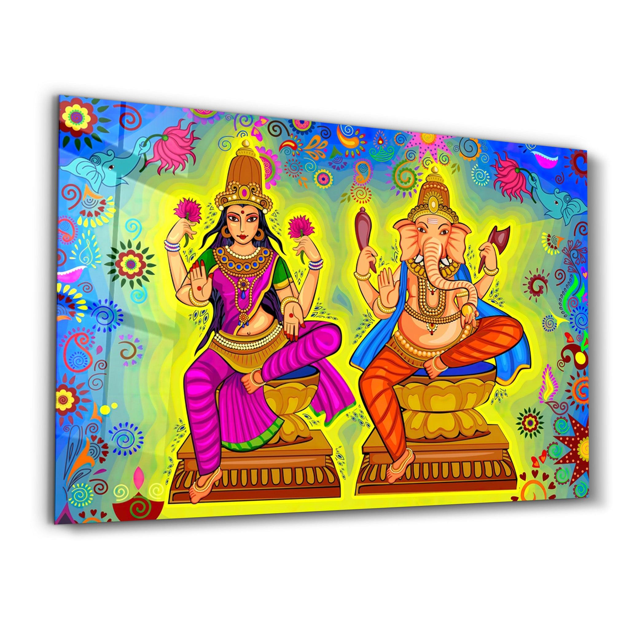 Lord Ganesha Illustration | Glass Wall Art - ArtDesigna Glass Printing Wall Art