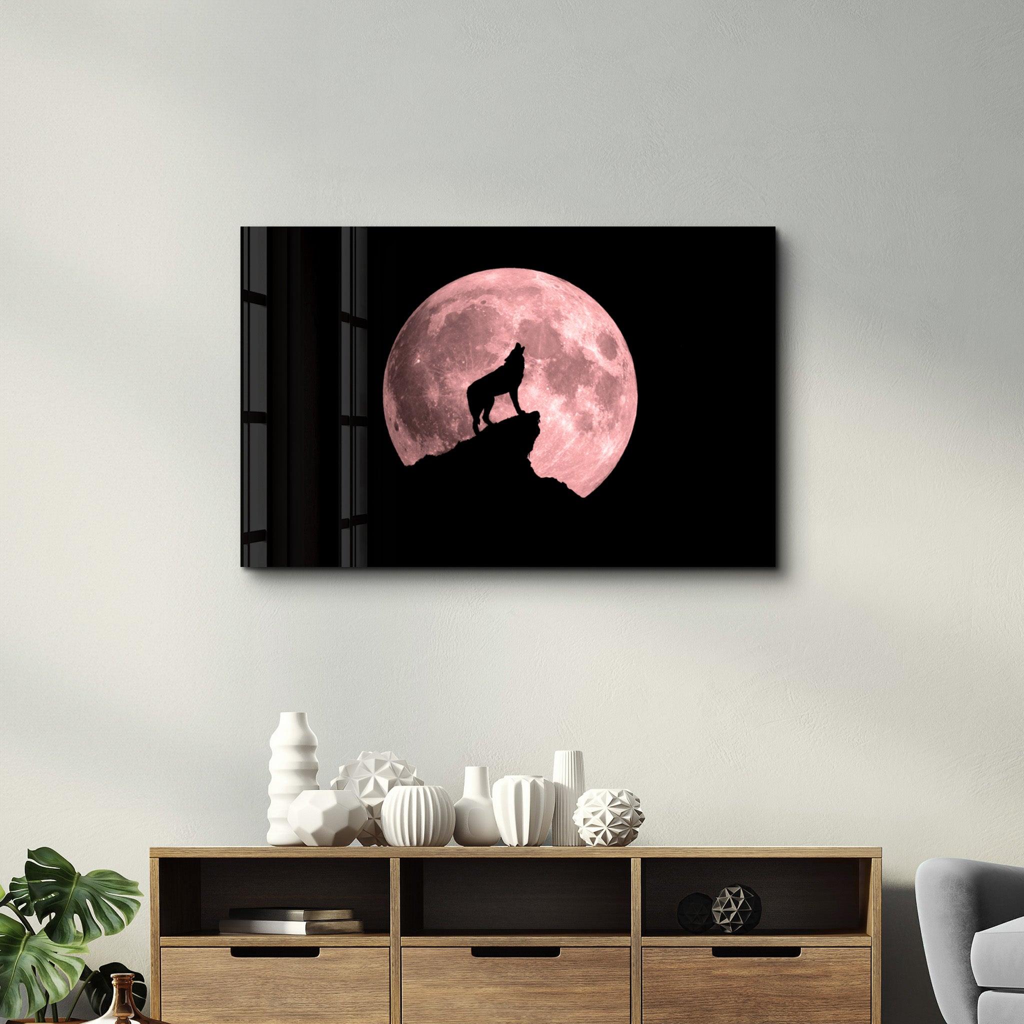 Wolf and Moon | Glass Wall Art - ArtDesigna Glass Printing Wall Art