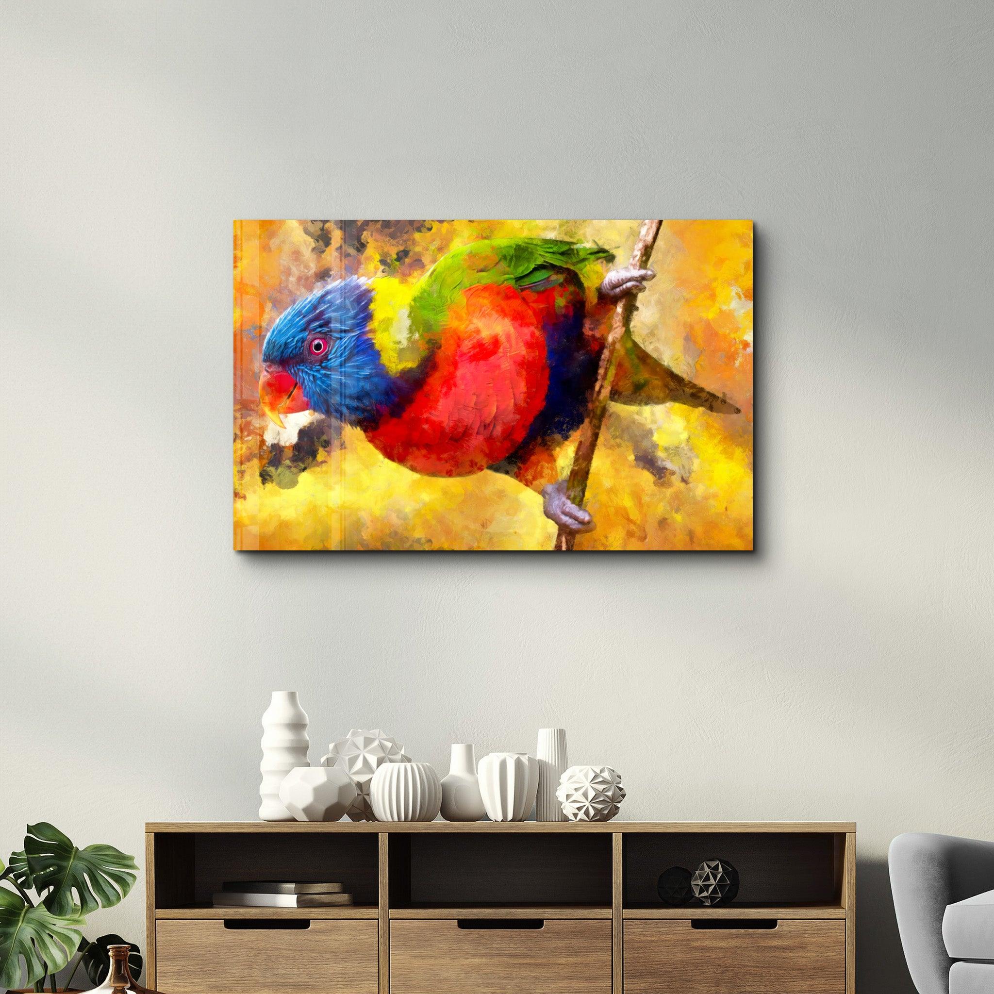 Abstract Colorful Parrot | Glass Wall Art - ArtDesigna Glass Printing Wall Art
